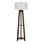 65" Brown Tripod Floor Lamp With White Rectangular Shade