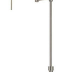 61" Nickel Metal Adjustable Swing Arm Floor Lamp With Gray Shade