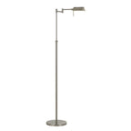 61" Nickel Metal Adjustable Swing Arm Floor Lamp With Gray Shade