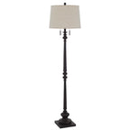 63" Rust Two Light Floor Lamp With Beige Fabric Square Shade