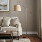 68" Rusted Adjustable Traditional Shaped Floor Lamp With Rust Drum Shade