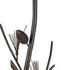 60" Rust Metal Floor Lamp With Brown Fabric Empire Shade