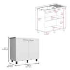 24" X 39" White Stainless Steel and Wood Utility Cabinet With Sink