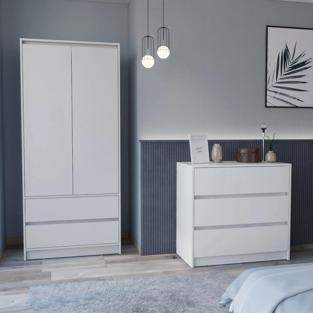 Two Piece White Bedroom Set