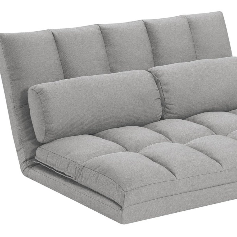 45" Gray Futon Convertible Sleeper Loveseat and Toss Pillows