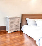 32" White Solid Wood Three Drawer Nightstand