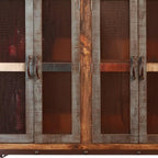 71" Brown Solid and Manufactured Wood Distressed Credenza