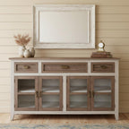 67" Brown Solid and Manufactured Wood Distressed Credenza