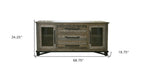 69" Brown Solid and Manufactured Wood Distressed Buffet Table