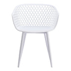 Set of Two White Heavy Duty Plastic Outdoor Stacking Dining Chairs
