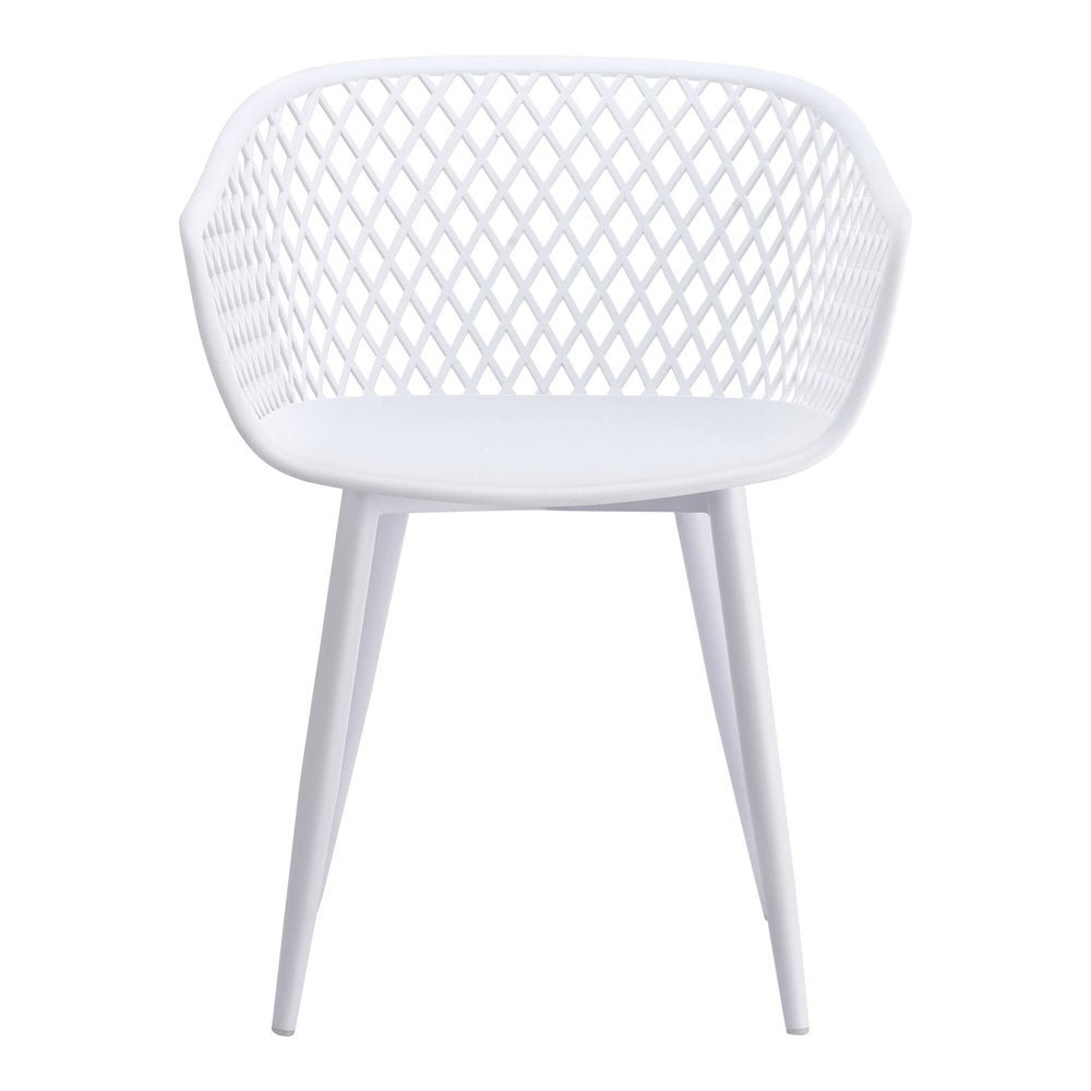 Set of Two White Heavy Duty Plastic Outdoor Stacking Dining Chairs
