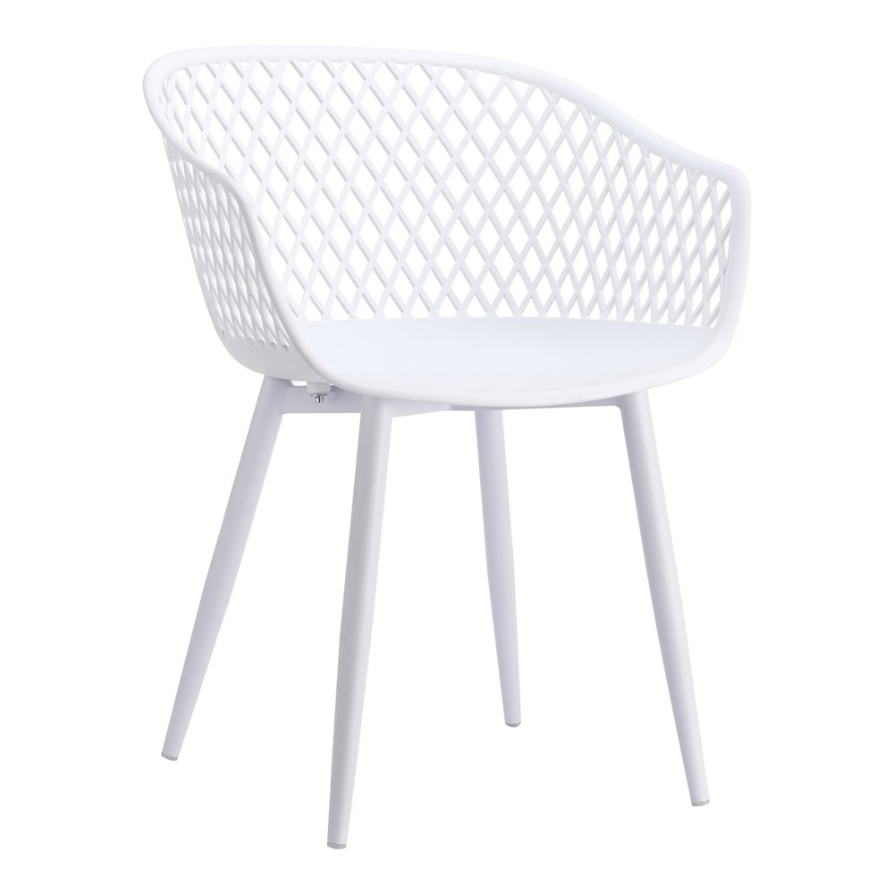 Set of Two White Heavy Duty Plastic Outdoor Stacking Dining Chairs
