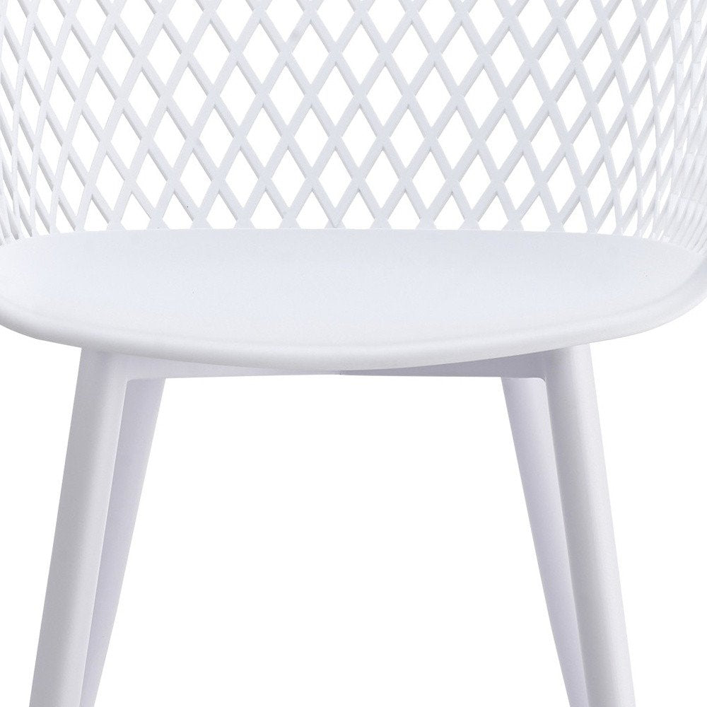 Set of Two White Heavy Duty Plastic Outdoor Stacking Dining Chairs