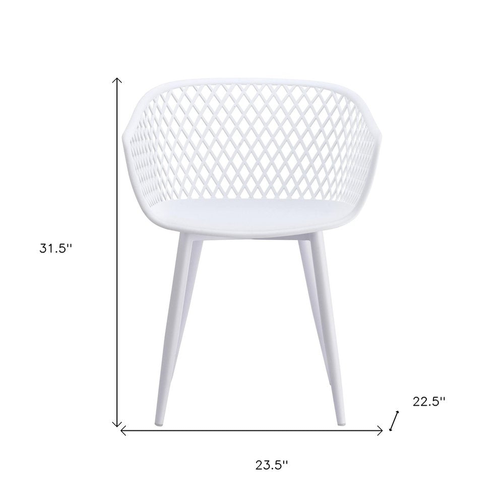 Set of Two White Heavy Duty Plastic Outdoor Stacking Dining Chairs
