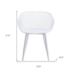 Set of Two White Heavy Duty Plastic Outdoor Stacking Dining Chairs