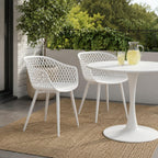 Set of Two White Heavy Duty Plastic Outdoor Stacking Dining Chairs