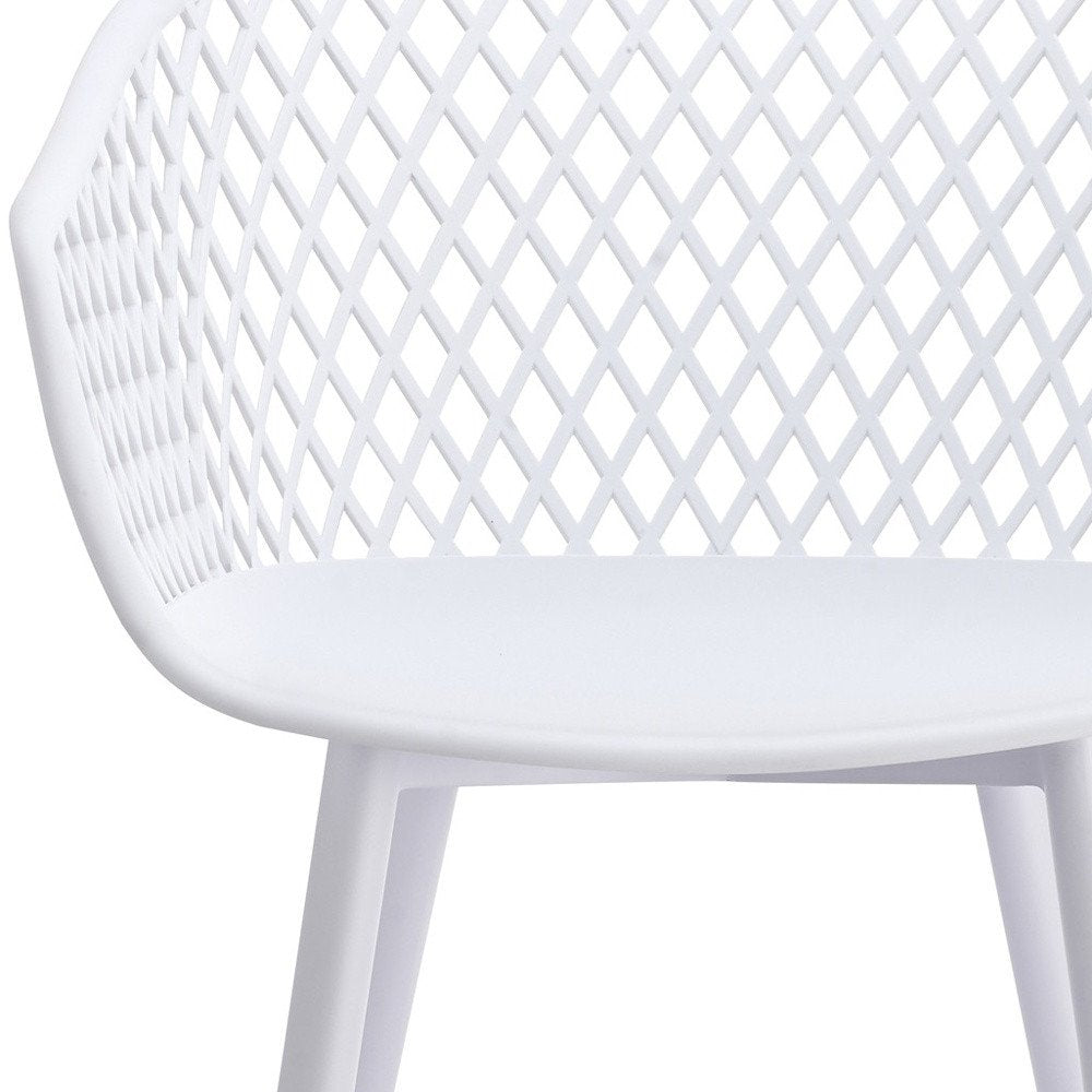 Set of Two White Heavy Duty Plastic Outdoor Stacking Dining Chairs