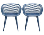Set of Two White Heavy Duty Plastic Outdoor Stacking Dining Chairs