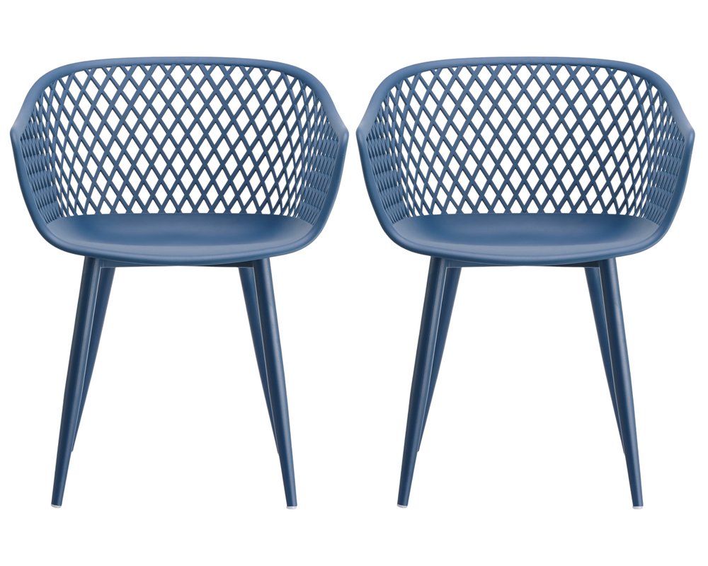 Set of Two White Heavy Duty Plastic Outdoor Stacking Dining Chairs