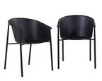 Set of Two Black Heavy Duty Plastic Outdoor Stacking Dining Chairs