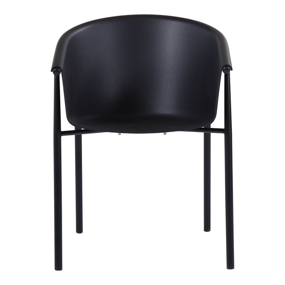 Set of Two Black Heavy Duty Plastic Outdoor Stacking Dining Chairs