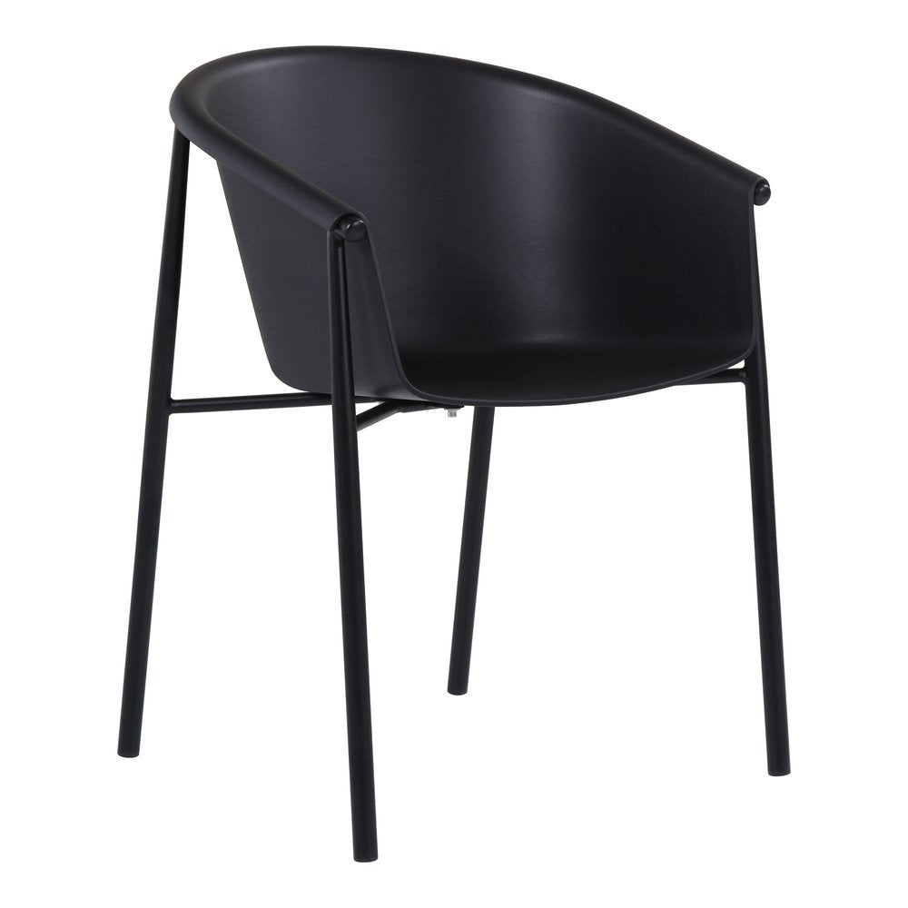 Set of Two Black Heavy Duty Plastic Outdoor Stacking Dining Chairs