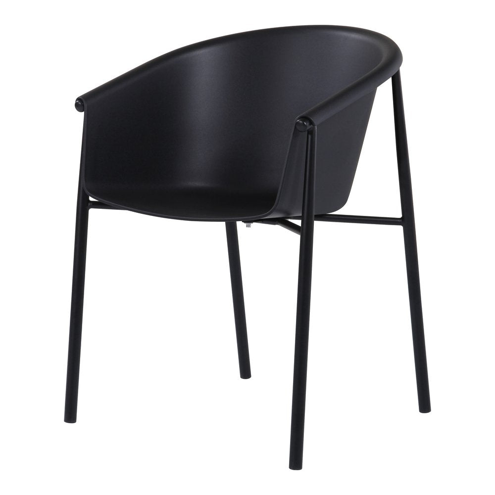Set of Two Black Heavy Duty Plastic Outdoor Stacking Dining Chairs