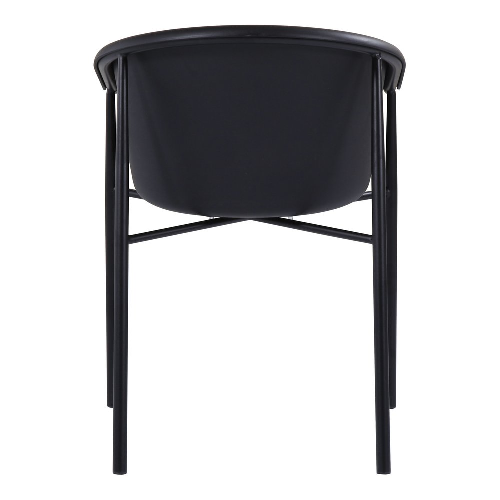 Set of Two Black Heavy Duty Plastic Outdoor Stacking Dining Chairs