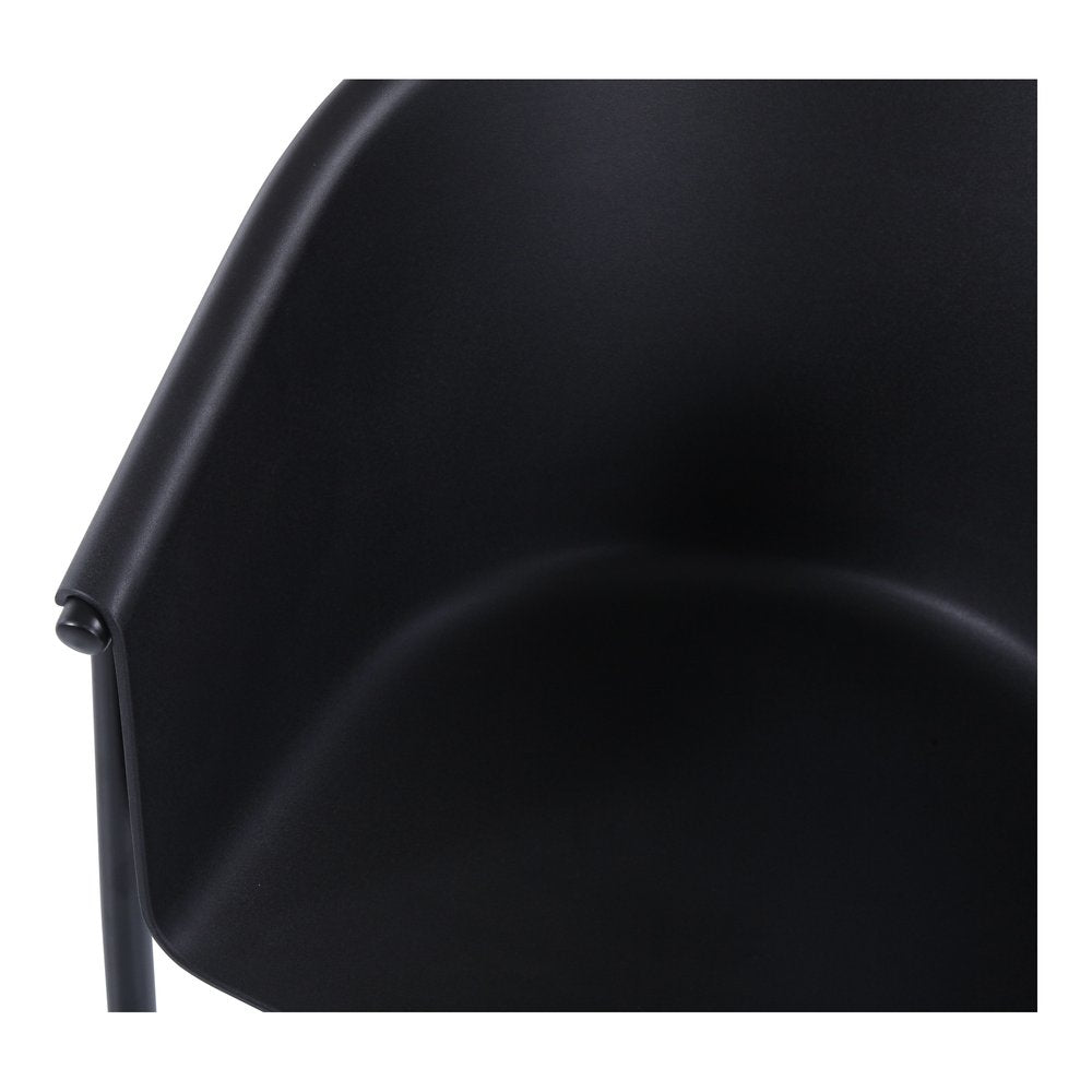 Set of Two Black Heavy Duty Plastic Outdoor Stacking Dining Chairs