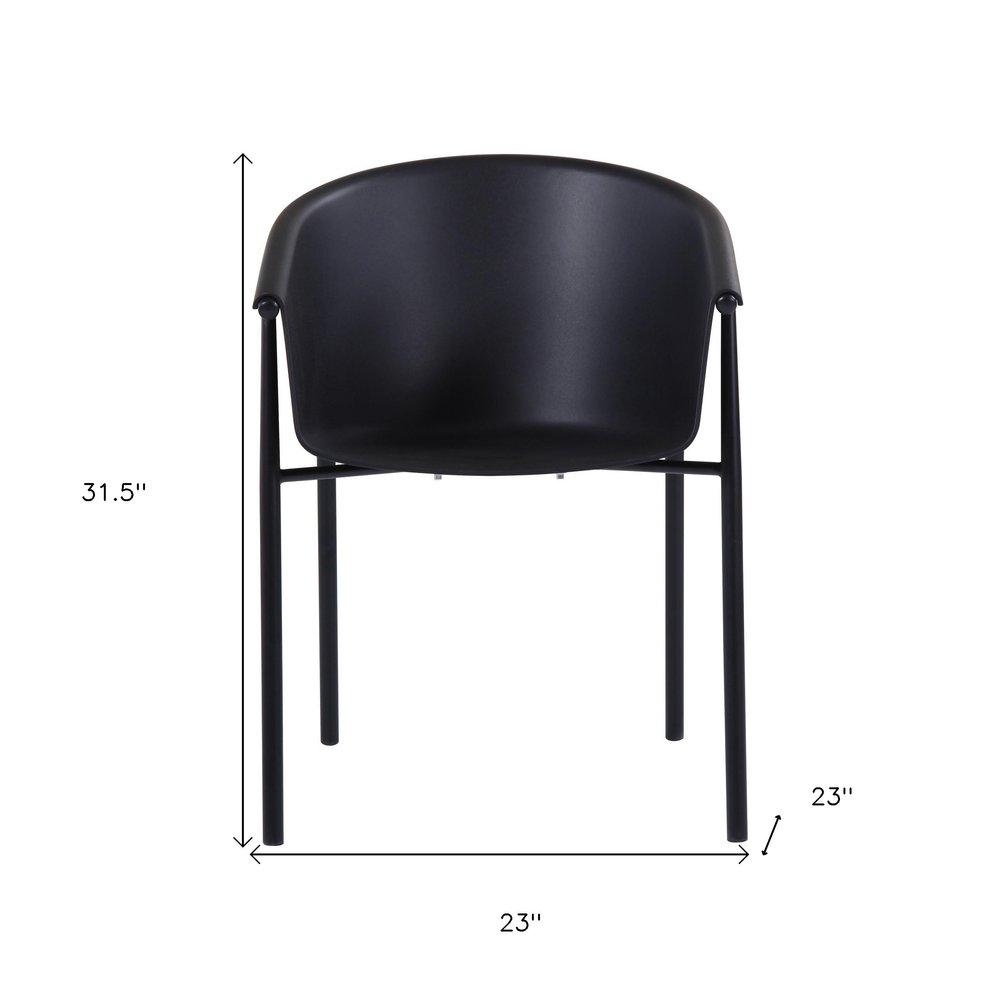 Set of Two Black Heavy Duty Plastic Outdoor Stacking Dining Chairs