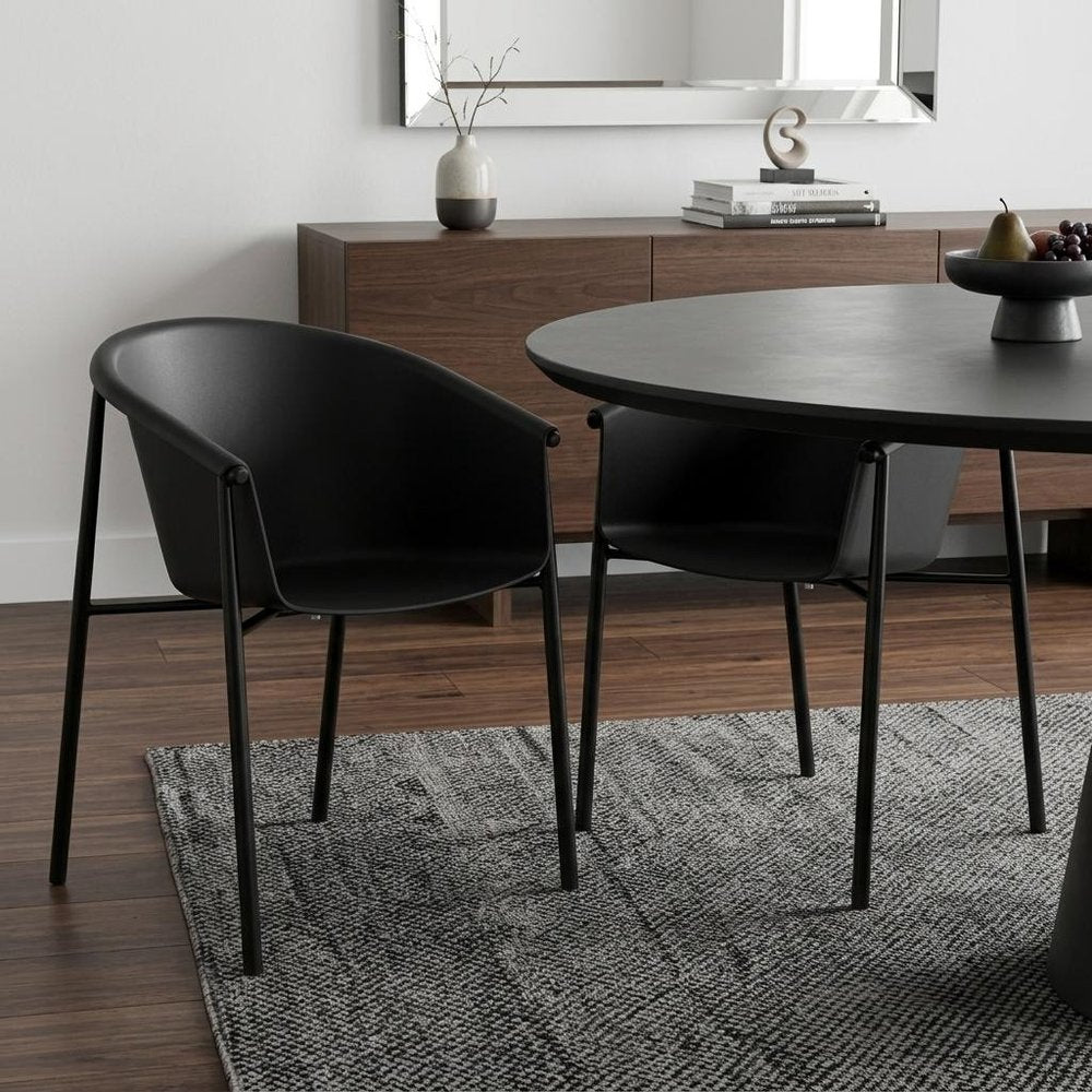 Set of Two Black Heavy Duty Plastic Outdoor Stacking Dining Chairs