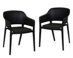 Set of Two Black Heavy Duty Plastic Outdoor Stacking Dining Chairs