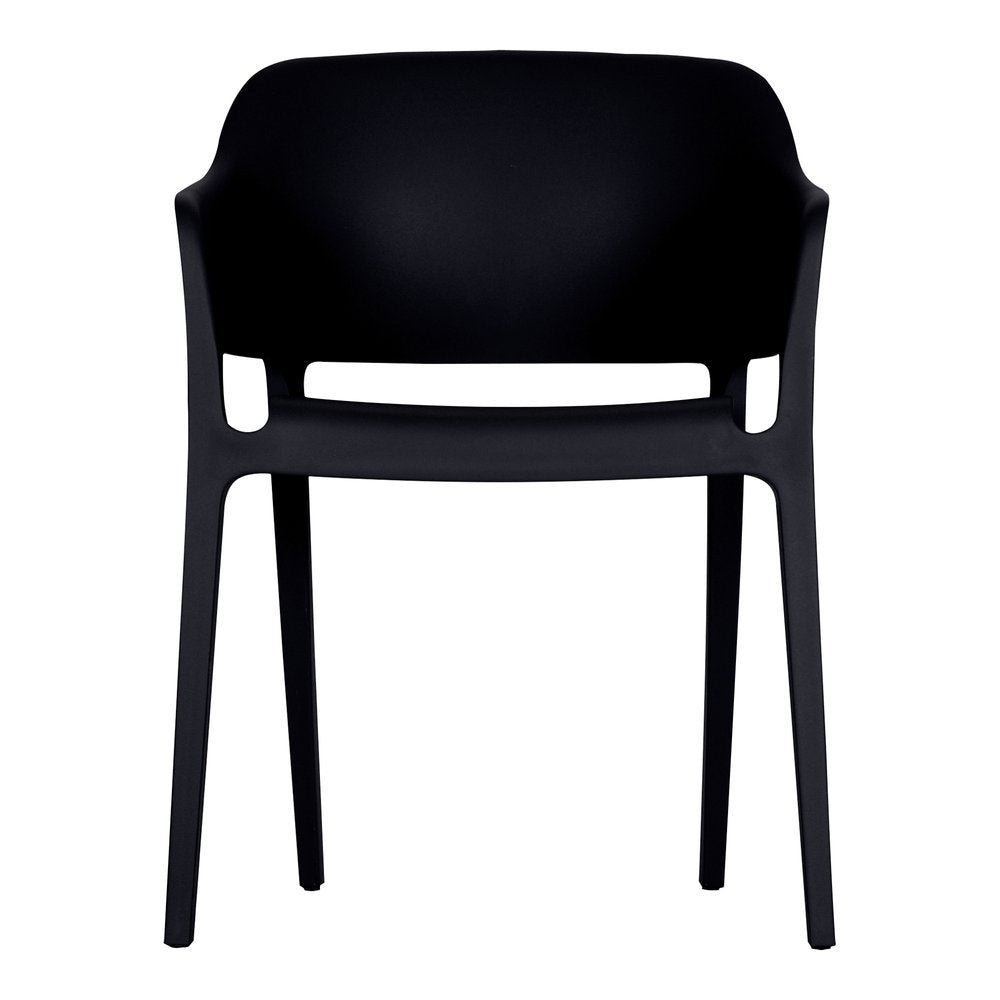 Set of Two Black Heavy Duty Plastic Outdoor Stacking Dining Chairs