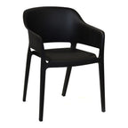 Set of Two Black Heavy Duty Plastic Outdoor Stacking Dining Chairs