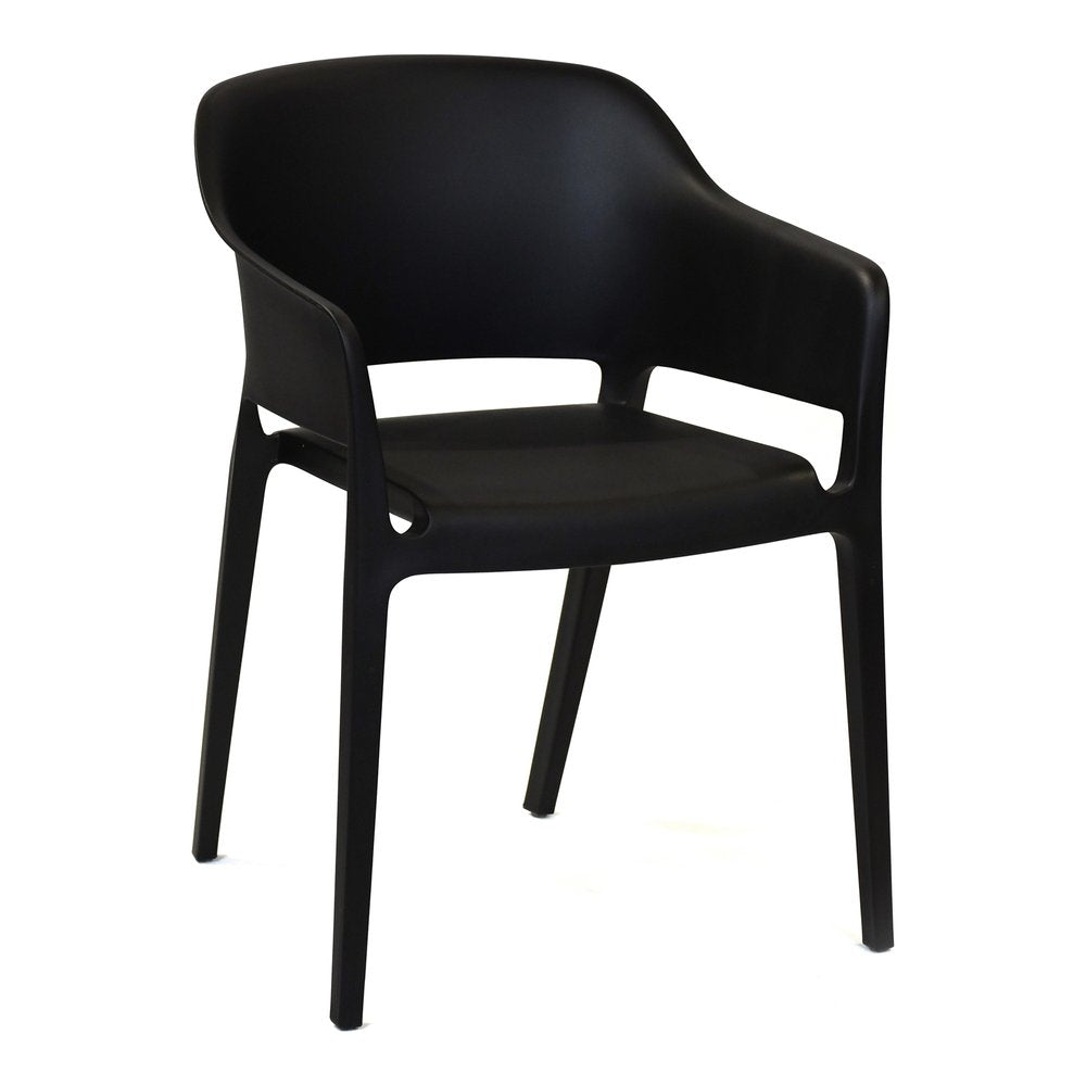 Set of Two Black Heavy Duty Plastic Outdoor Stacking Dining Chairs