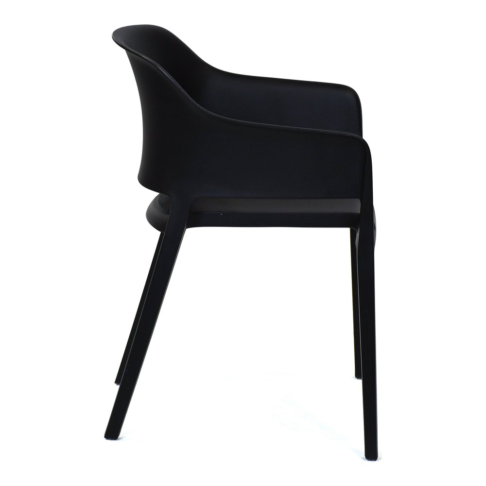 Set of Two Black Heavy Duty Plastic Outdoor Stacking Dining Chairs