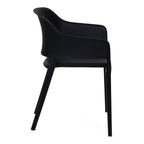 Set of Two Black Heavy Duty Plastic Outdoor Stacking Dining Chairs