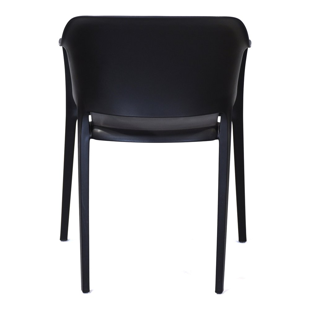Set of Two Black Heavy Duty Plastic Outdoor Stacking Dining Chairs