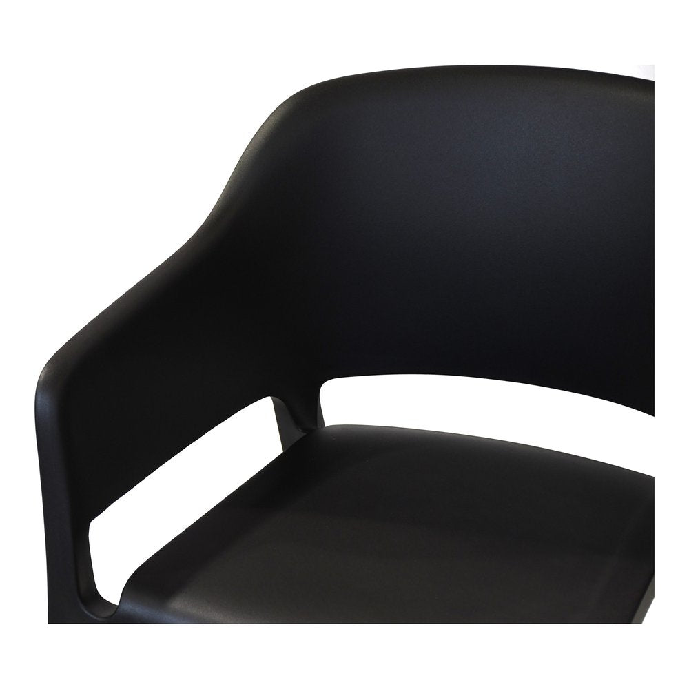 Set of Two Black Heavy Duty Plastic Outdoor Stacking Dining Chairs