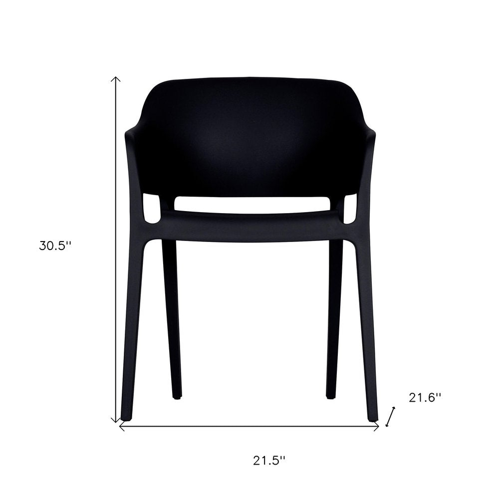 Set of Two Black Heavy Duty Plastic Outdoor Stacking Dining Chairs