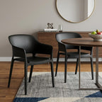 Set of Two Black Heavy Duty Plastic Outdoor Stacking Dining Chairs