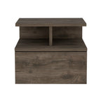 14" Brown Wood One Drawer Floating Nightstand