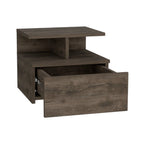 14" Brown Wood One Drawer Floating Nightstand