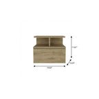 12" Beige Wood One Drawer Nightstand