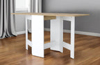 24" Wood Brown And Black Drop Leaf Trestle Base Dining Table