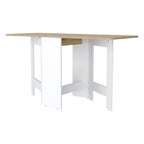24" Wood Brown And Black Drop Leaf Trestle Base Dining Table