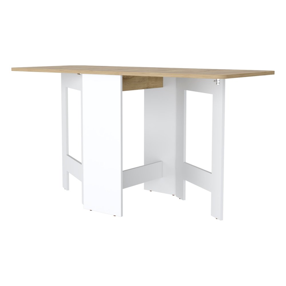 24" Wood Brown And Black Drop Leaf Trestle Base Dining Table