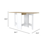 24" Wood Brown And Black Drop Leaf Trestle Base Dining Table