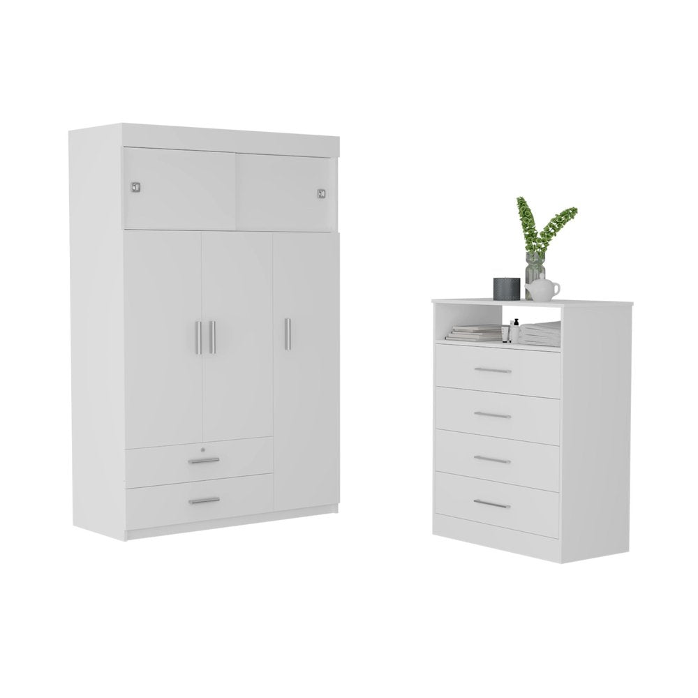47" White Wood Two Drawer Dresser