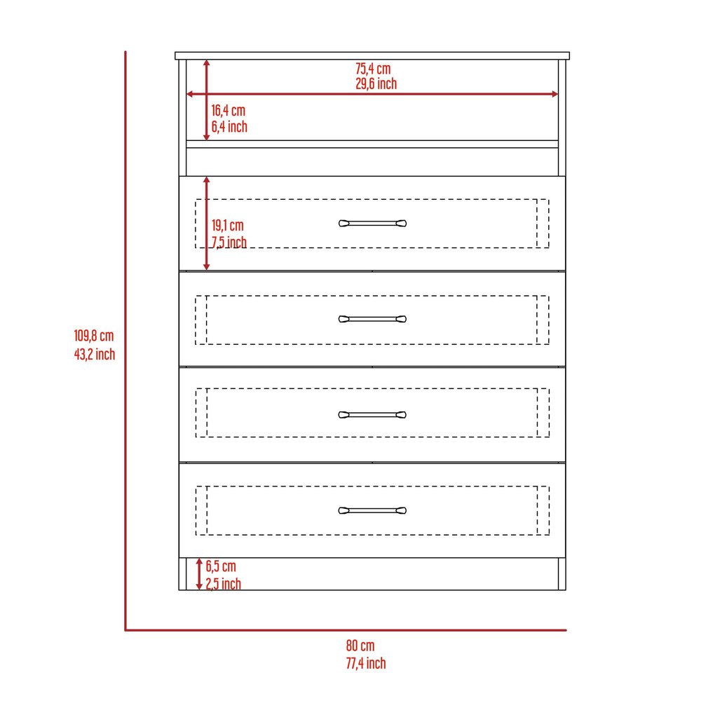 47" White Wood Two Drawer Dresser